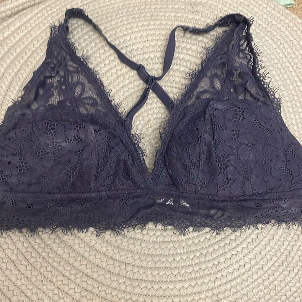 Aerie Lace Bralette in Deep Blue Purple. Large